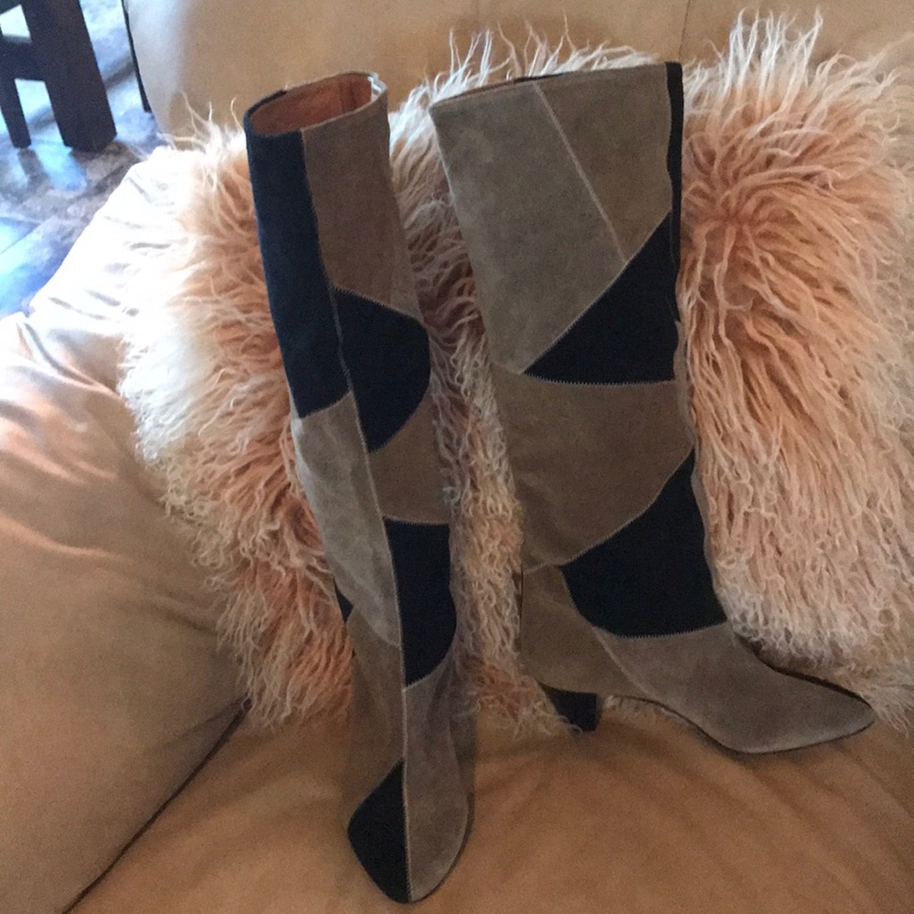 Isabel Marant Ross Patchwork Suede Tall Boot.